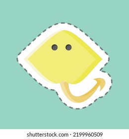 Sticker line cut Cramp Fish. suitable for seafood symbol. simple design editable. design template vector. simple illustration