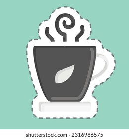 Sticker line cut Cup Of Tea. related to Tea symbol. simple design editable. simple illustration. green tea