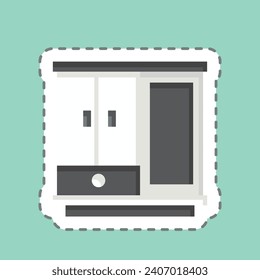 Sticker line cut Cupboard. related to Home Decoration symbol. simple design editable. simple illustration