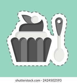 Sticker line cut Cupcake. related to Fast Food symbol. simple design editable. simple illustration