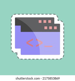 Sticker line cut Custom Coding. suitable for Programming symbol. simple design editable. design template vector. simple symbol illustration