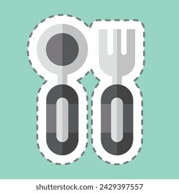 Sticker line cut Cutlery. related to Kindergarten symbol. simple design editable. simple illustration