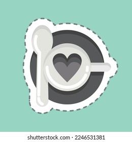 Sticker line cut Date. related to Valentine's Day symbol. simple design editable. simple illustration