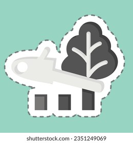 Sticker line cut Deforestation. related to Climate Change symbol. simple design editable. simple illustration