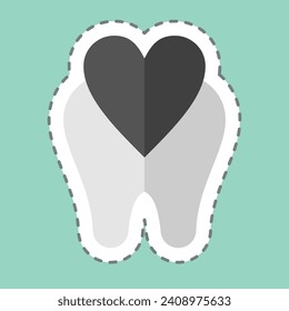 Sticker line cut Dental Care. related to Dental symbol. simple design editable. simple illustration