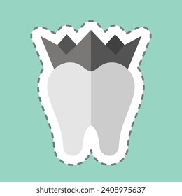 Sticker line cut Dental Crowns. related to Dental symbol. simple design editable. simple illustration