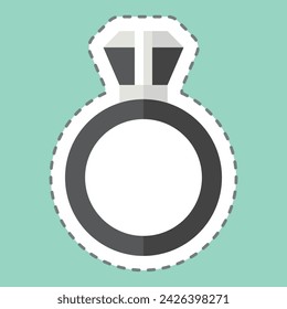 Anillo de diamante de corte de línea de pegatina. relacionado con Símbolo de moda. diseño simple editable. ilustración simple