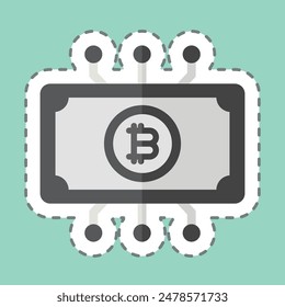 Sticker line cut Digital Currency. related to Cryptography symbol. simple design illustration