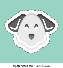 Sticker line cut Dog. related to Animal Head symbol. simple design editable. simple illustration. cute. education