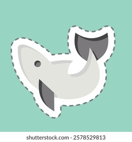 Sticker line cut Dolphin. related to Summer symbol. design editable