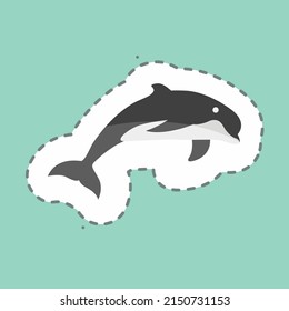 Sticker line cut Dolphin. suitable for animal symbol. simple design editable. design template vector. simple symbol illustration