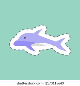 Sticker line cut Dolphin. suitable for Sea symbol. simple design editable. design template vector. simple symbol illustration