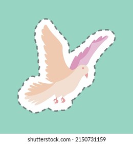 Sticker line cut Dove. suitable for animal symbol. simple design editable. design template vector. simple symbol illustration