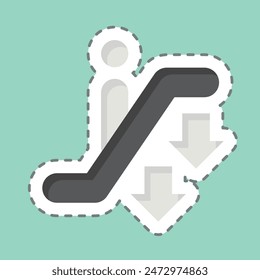 Sticker line cut Down Escalator. related to Airport symbol. simple design illustration