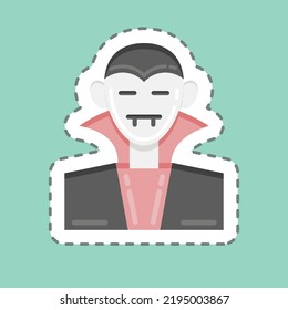 Sticker line cut Dracula. suitable for Halloween symbol. simple design editable. design template vector. simple illustration