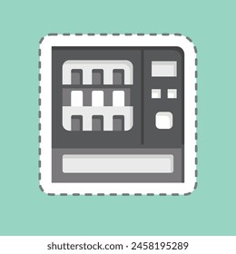 Sticker line cut Drinking Water Vending Machine. related to Train Station symbol. simple design illustration