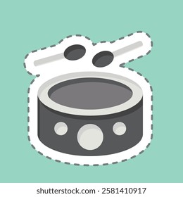 Sticker line cut Drumbeat. related to Hobbies symbol. design editable