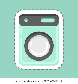 Sticker line cut Dryer. related to Laundry symbol. simple design editable. simple illustration, good for prints