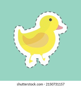 Aufkleber Linie Schnitt Ente. geeignet für Tierzeichen. einfaches Design bearbeitbar. Designvorlage, Vektor. einfache Symbolillustration