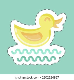 Sticker line cut Duck. suitable for City Park symbol. simple design editable. design template vector. simple illustration