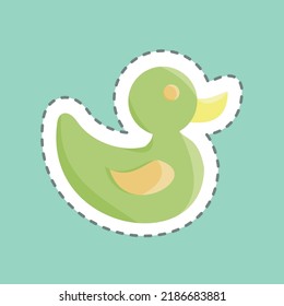 Sticker line cut Duck Toy. suitable for Kids symbol. simple design editable. design template vector. simple illustration
