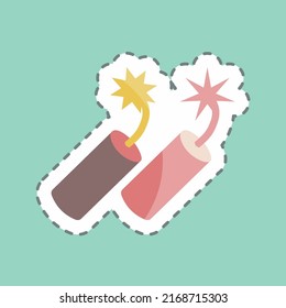 Sticker line cut Dynamite. suitable for Wild West symbol. simple design editable. design template vector. simple symbol illustration