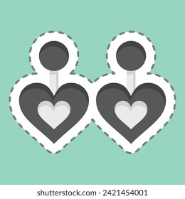 Sticker line cut Earrings. related to Ring symbol. simple design editable. simple illustration