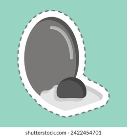 Sticker line cut Egg. related to Vegan symbol. simple design editable. simple illustration