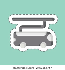 Sticker line cut Electric Bus. related to Smart City symbol. simple design illustration