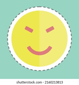 Sticker line cut Emoticon Amused. suitable for Emoticon symbol. simple design editable. design template vector. simple symbol illustration