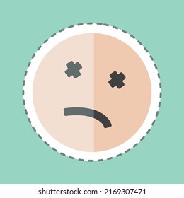 Sticker line cut Emoticon Dead. suitable for Emoticon symbol. simple design editable. design template vector. simple symbol illustration