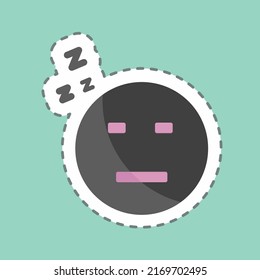 Sticker line cut Emoticon Sleepy I. suitable for Emoticon symbol. simple design editable. design template vector. simple symbol illustration