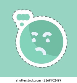 La línea de pegatinas cortó el Pensamiento del emoticono. adecuado para el símbolo emoticono. diseño simple editable. vector de plantilla de diseño. ilustración de símbolo simple