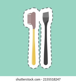 Sticker line cut Eyebrow Brush. suitable for beauty care symbol. simple design editable. design template vector. simple symbol illustration