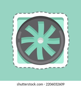 Sticker line cut Fan. suitable for Computer Components symbol. simple design editable. design template vector. simple illustration