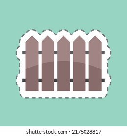 Sticker line cut Fence. suitable for garden symbol. simple design editable. design template vector. simple symbol illustration
