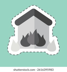 Sticker line cut Fire Fighting. related to Save the World symbol. editable