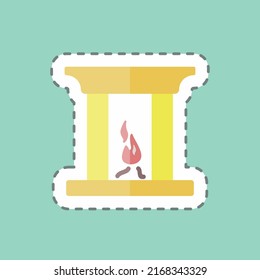 Sticker line cut Fireplace. suitable for Home symbol. simple design editable. design template vector. simple symbol illustration