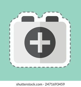 Sticker line cut First Aid kit. related to Rugby symbol. simple design illustration