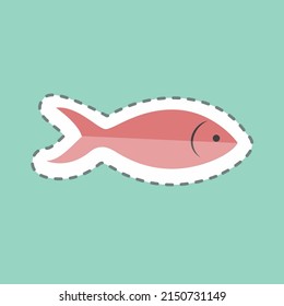 Sticker line cut Fish. suitable for animal symbol. simple design editable. design template vector. simple symbol illustration