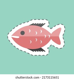 Sticker line cut Fish. suitable for Sea symbol. simple design editable. design template vector. simple symbol illustration
