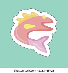 Sticker line cut Fish. suitable for Meat. simple design editable. design template vector. simple illustration