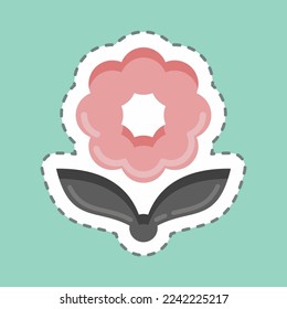 Sticker line cut Flower. related to Flora symbol. simple illustration. plant. Oak. leaf. rose