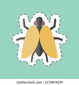 Sticker line cut Fly II. suitable for Animal symbol. simple design editable. design template vector. simple symbol illustration