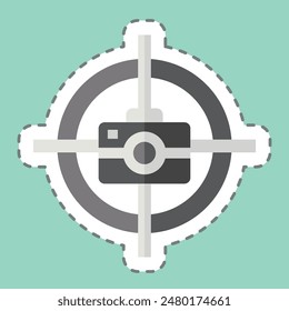 Sticker line cut Focus Camera. related to Cinema symbol. simple design illustration