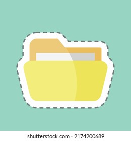 Carpeta 2 de corte de línea de pegatinas. adecuado para el símbolo de interfaz Web. diseño simple editable. vector de plantilla de diseño. ilustración de símbolo simple