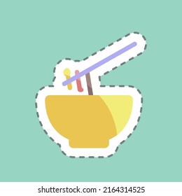 Sticker line cut Food Bowl. suitable for Baby symbol. simple design editable. design template vector. simple symbol illustration
