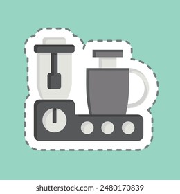 Línea de pegatina cortada Procesador de alimentos. relacionado con símbolo de herramienta de cocina. ilustración de diseño simple