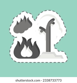 Sticker line cut Forest Fires. related to Nuclear symbol. simple design editable. simple illustration