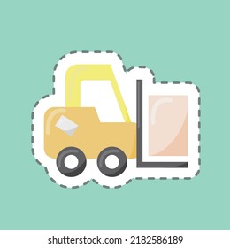 Sticker line cut Forklift. suitable for Education symbol. simple design editable. design template vector. simple illustration